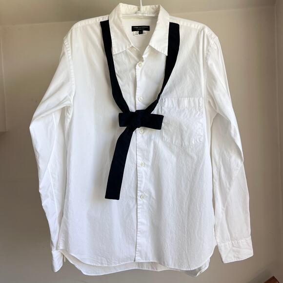 COMME des GARCONS HOMME PLUS Floral Ribbon Black Tie‎ Dress Shirt Size Small - Picture 1 of 13